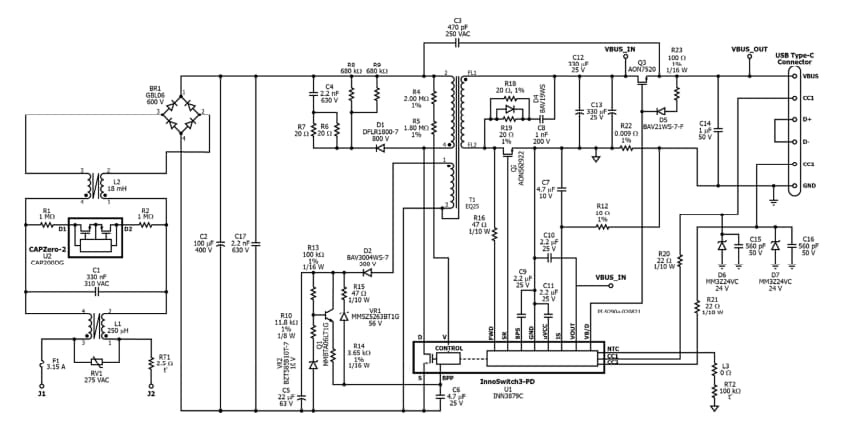 Schematic - Power Integrations RDK-838 Reference Design Kit